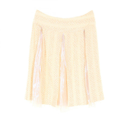 Top Quality Chanel Silk Polyester Skirt Ivory/Pink