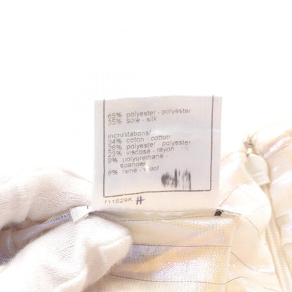 Top Quality Chanel Silk Polyester Skirt Ivory/Pink