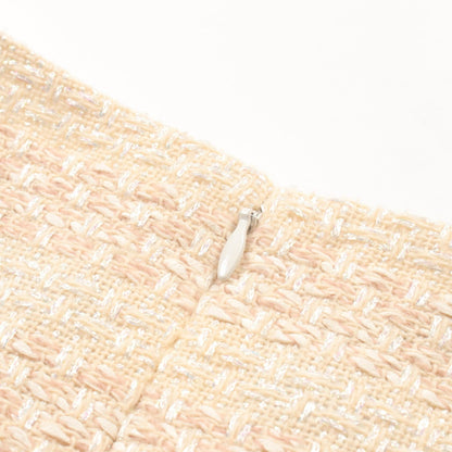 Top Quality Chanel Silk Polyester Skirt Ivory/Pink