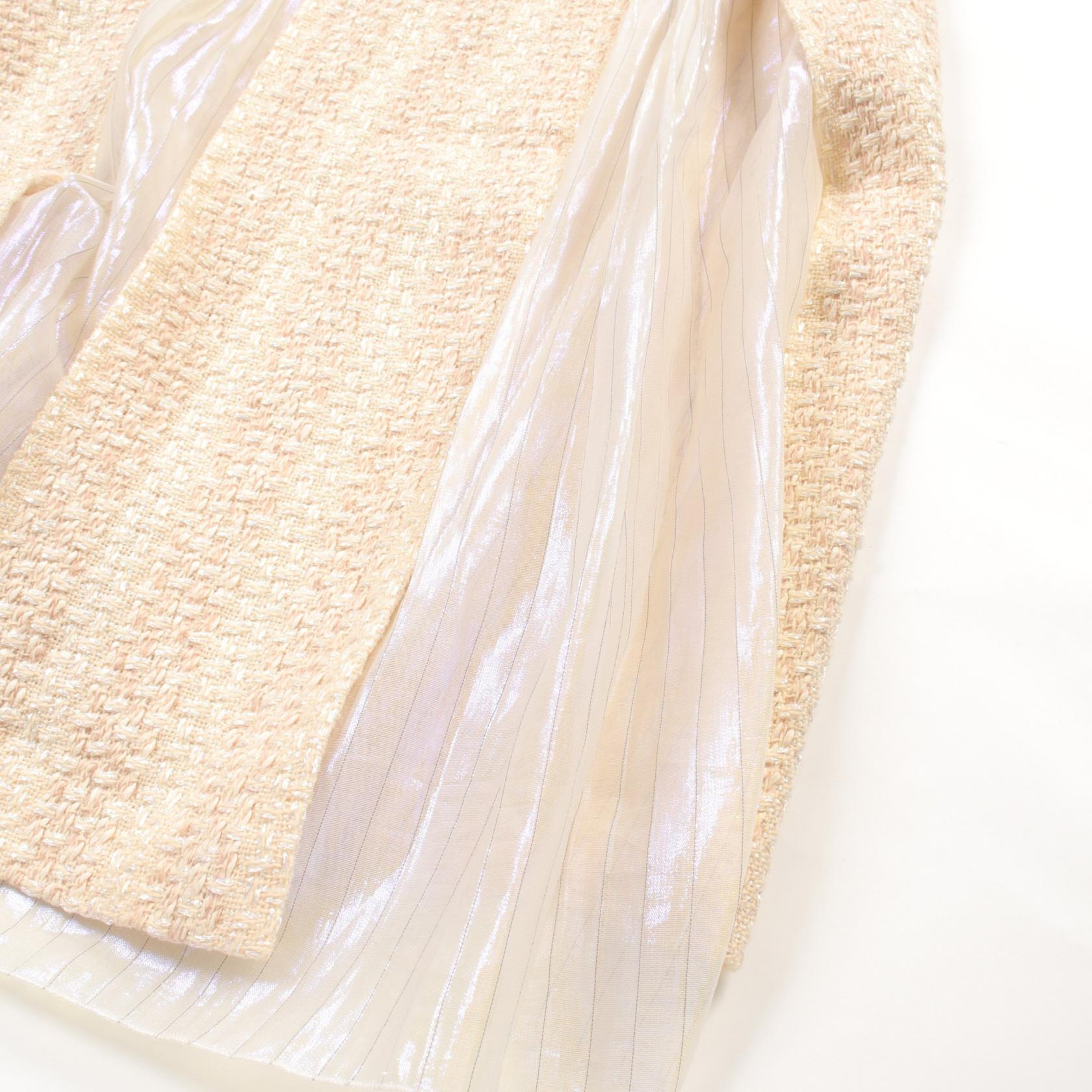 Top Quality Chanel Silk Polyester Skirt Ivory/Pink