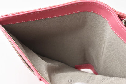 Top Quality Chanel Quilted Leather Bifold Wallet Rose Silver Hardware