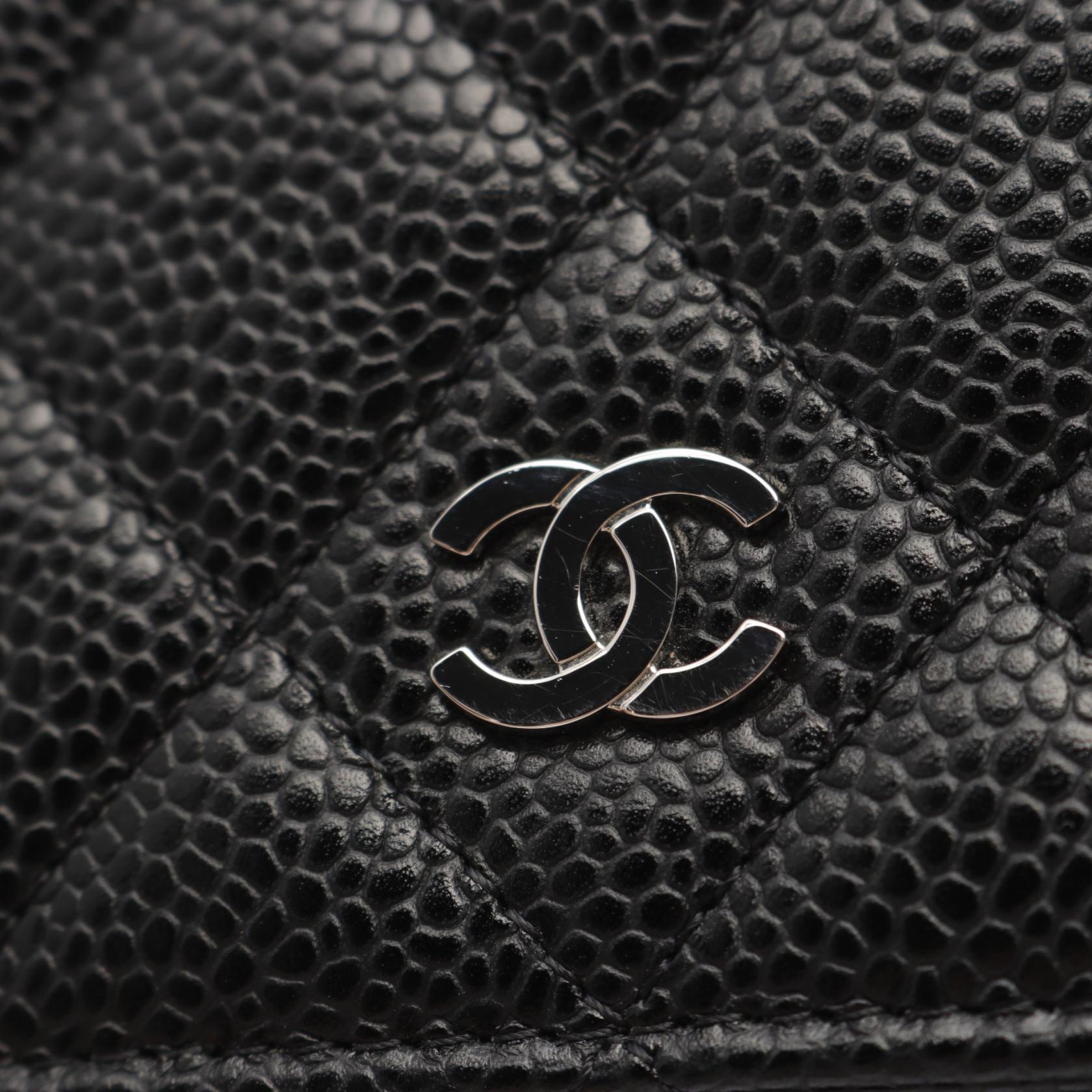Top Quality Chanel Caviar Skin Matelasse Shoulder Bag Black
