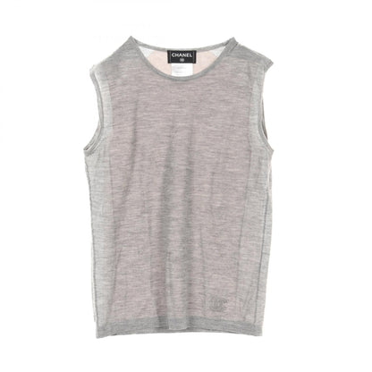 Top Quality Chanel Cashmere Silk Knit Top Gray