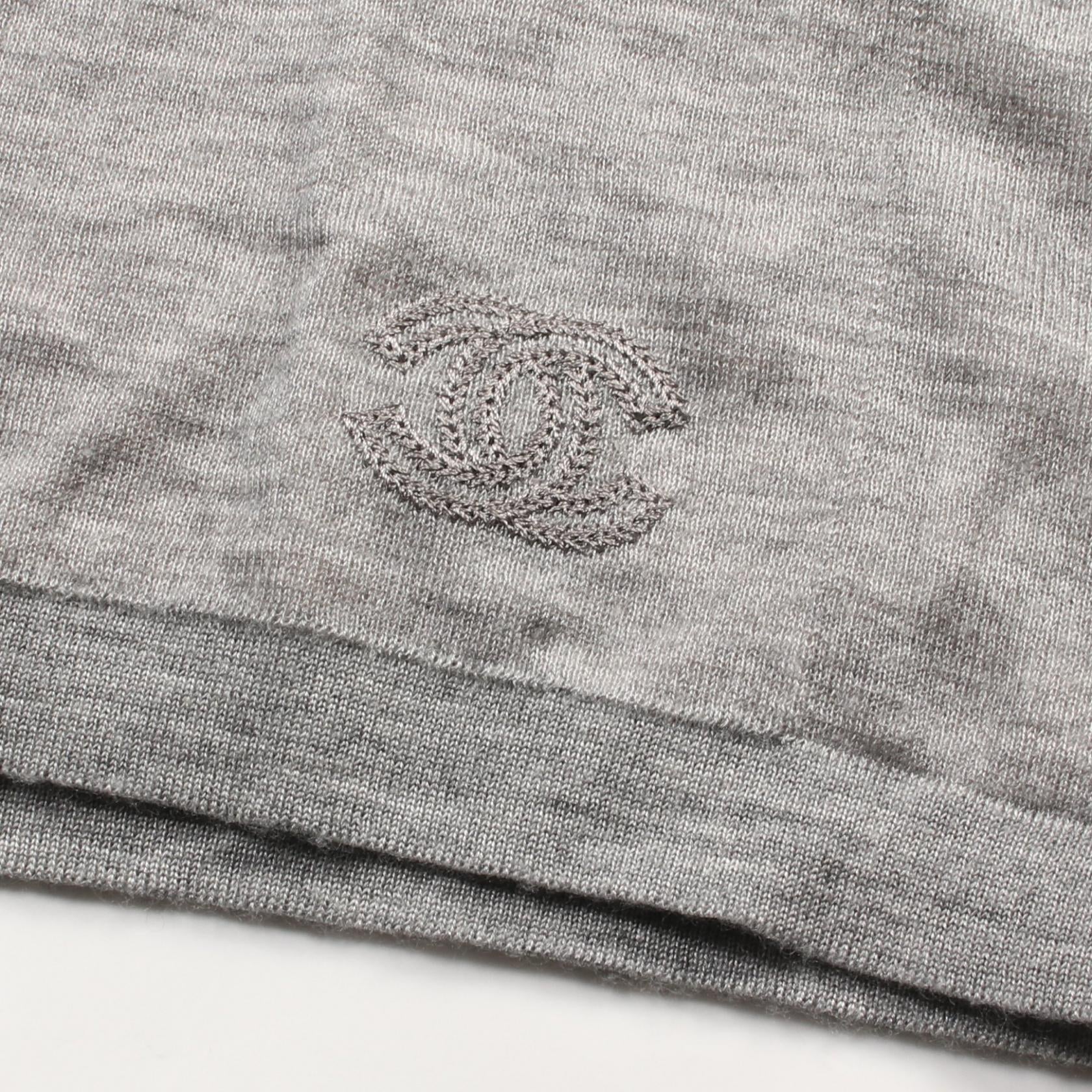 Top Quality Chanel Cashmere Silk Knit Top Gray