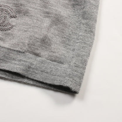 Top Quality Chanel Cashmere Silk Knit Top Gray