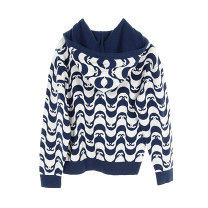 Top Quality Chanel Cashmere Coco Mark Hoodie Navy/White
