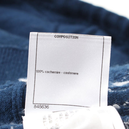 Top Quality Chanel Cashmere Coco Mark Hoodie Navy/White