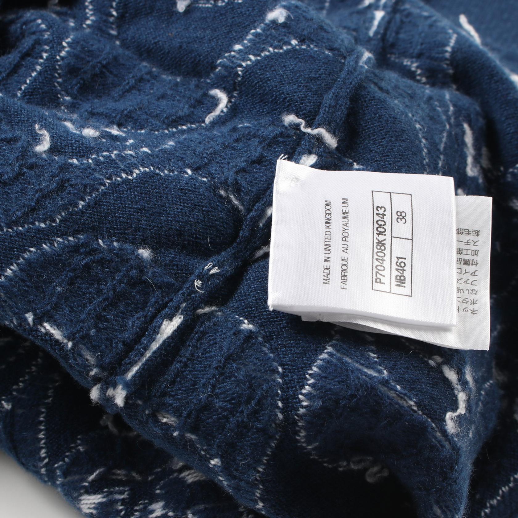 Top Quality Chanel Cashmere Coco Mark Hoodie Navy/White