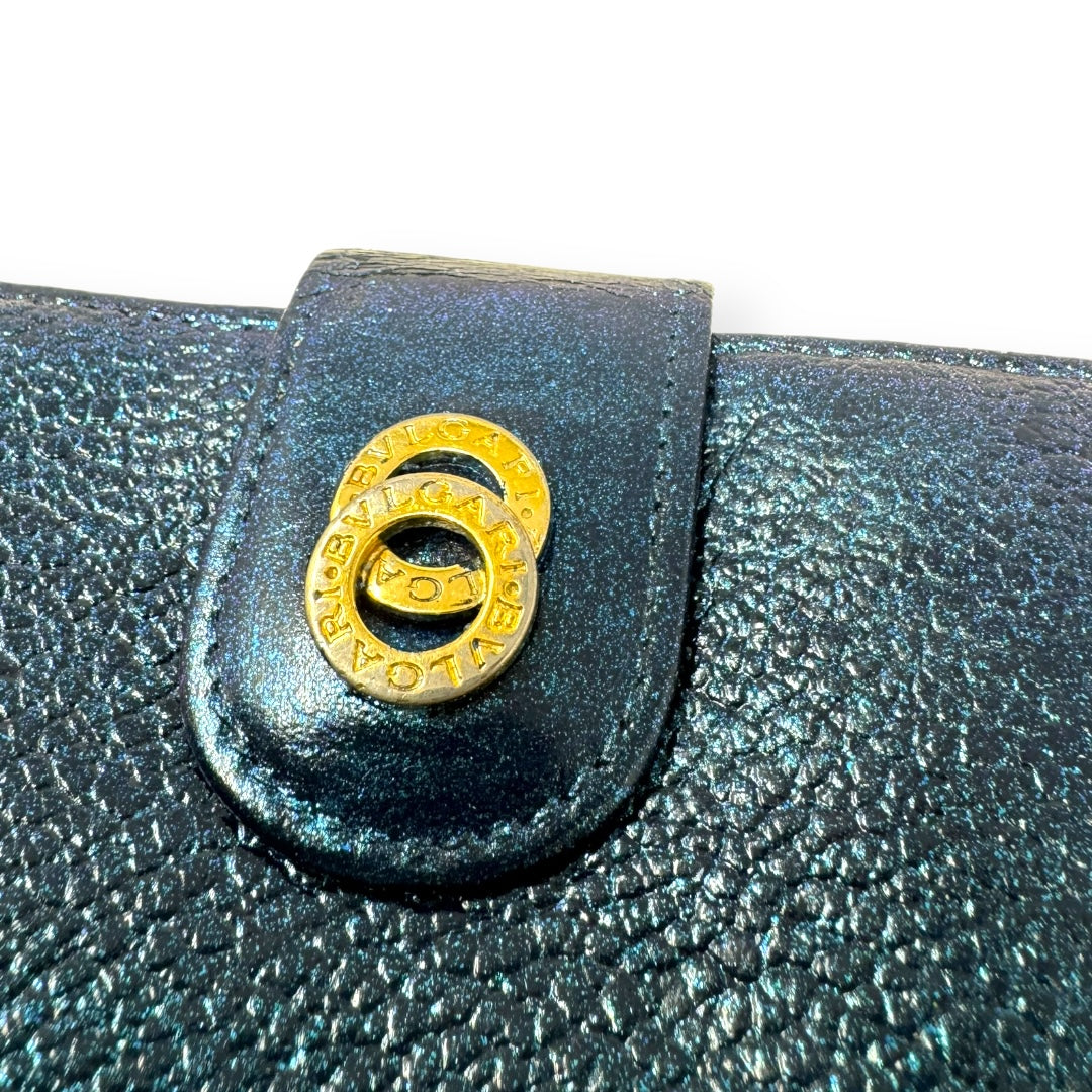 Bvlgari Bvlgari Upcycled Repurposed Bifold Wallet Designer Bvlgari In Glitter Painted Pebbled Leather. Size Small