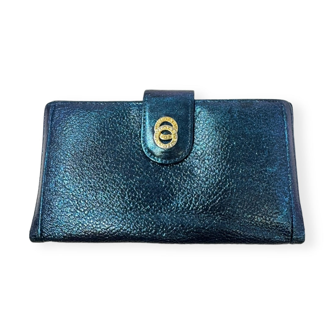 Bvlgari Bvlgari Upcycled Repurposed Bifold Wallet Designer Bvlgari In Glitter Painted Pebbled Leather. Size Small