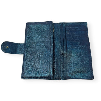 Bvlgari Bvlgari Upcycled Repurposed Bifold Wallet Designer Bvlgari In Glitter Painted Pebbled Leather. Size Small