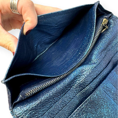 Bvlgari Bvlgari Upcycled Repurposed Bifold Wallet Designer Bvlgari In Glitter Painted Pebbled Leather. Size Small