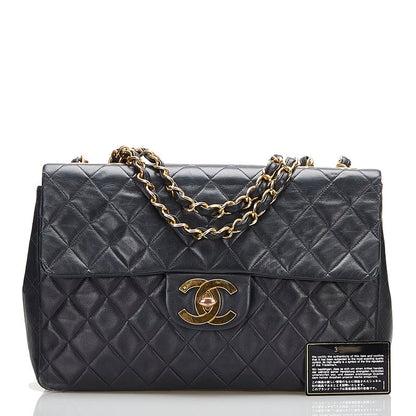 Top Quality Chanel Lambskin Matelasse 34 Chain Shoulder Tote Bag Black Gold