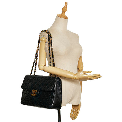 Top Quality Chanel Lambskin Matelasse 34 Chain Shoulder Tote Bag Black Gold