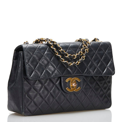 Top Quality Chanel Lambskin Matelasse 34 Chain Shoulder Tote Bag Black Gold
