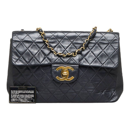 Top Quality Chanel Deca Flap Shoulder Bag Black Lambskin Ladies