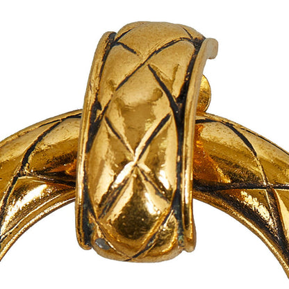Top Quality Chanel Vintage Matelasse Circle Earrings Gold Plated