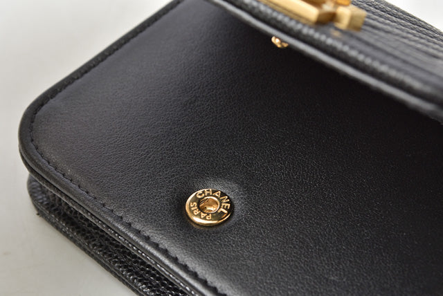 Top Quality Chanel Boy Belt Bag Coin Case Chain Pouch Black Gold Hardware