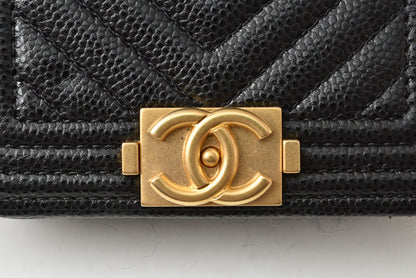 Top Quality Chanel Boy Belt Bag Coin Case Chain Pouch Black Gold Hardware