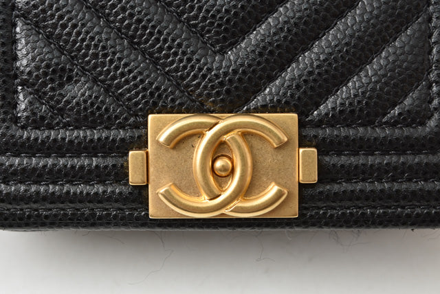 Top Quality Chanel Boy Belt Bag Coin Case Chain Pouch Black Gold Hardware