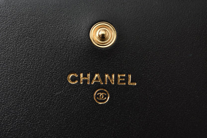 Top Quality Chanel Boy Belt Bag Coin Case Chain Pouch Black Gold Hardware