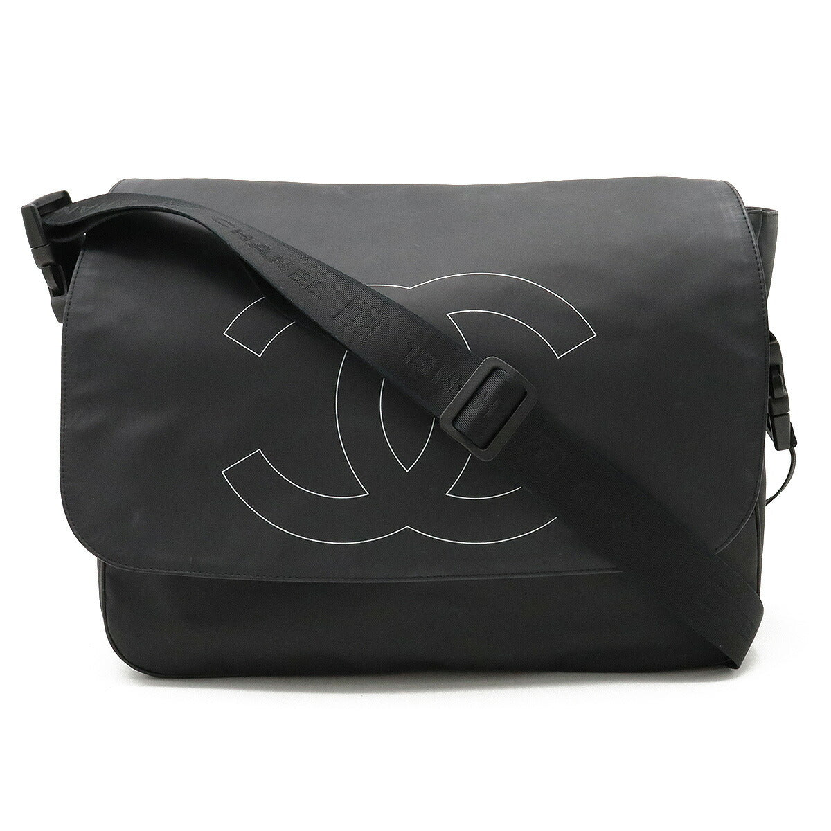 Top Quality Chanel Rubber Coated Messenger Bag Black