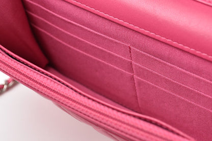Top Quality Chanel Lambskin Chain Wallet Shoulder Bag Pink Silver Hardware