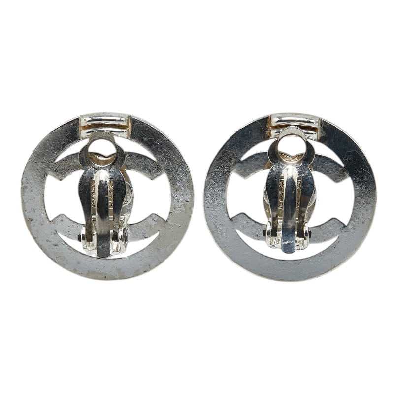 Top Quality Chanel Vintage Coco Mark Turnlock Earrings Silver Metal