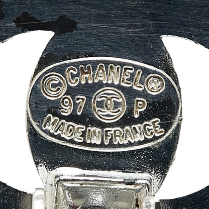 Top Quality Chanel Vintage Coco Mark Turnlock Earrings Silver Metal