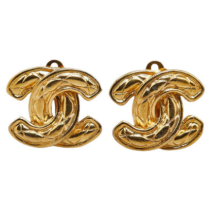 Top Quality Chanel Matelasse Coco Mark Earrings Gold Plated