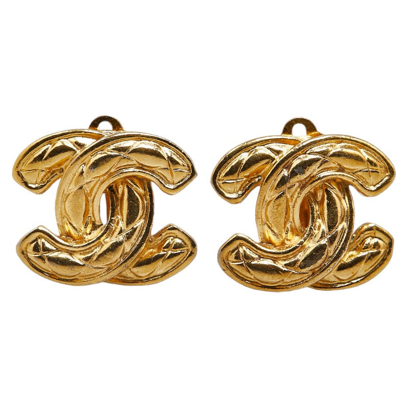 Top Quality Chanel Matelasse Coco Mark Earrings Gold Plated