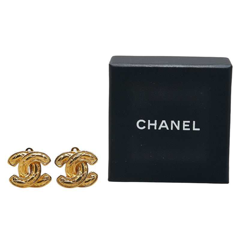 Top Quality Chanel Matelasse Coco Mark Earrings Gold Plated