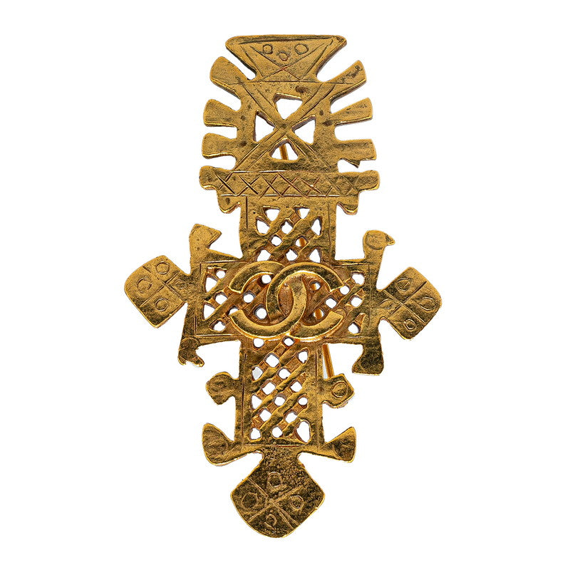 Top Quality Chanel Vintage Coco Mark Brooch Gold Plated