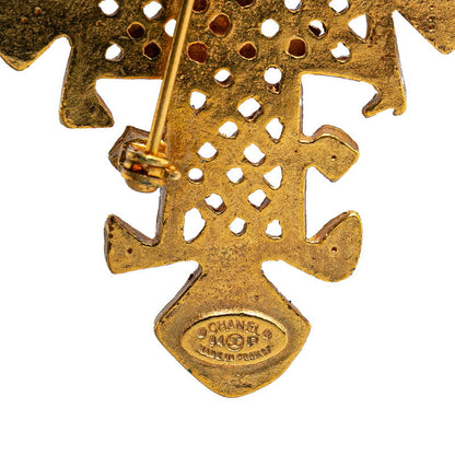 Top Quality Chanel Vintage Coco Mark Brooch Gold Plated
