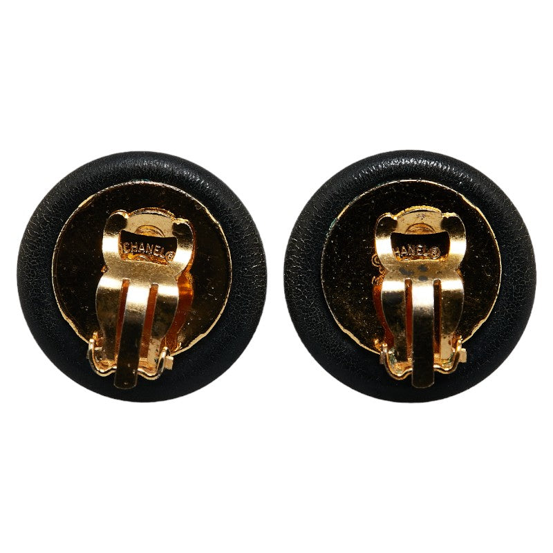 Top Quality Chanel Coco Mark Earrings Black White Gold Plastic