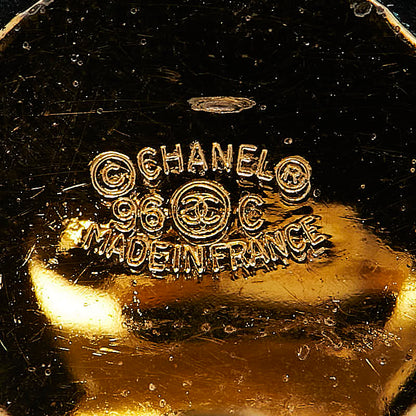 Top Quality Chanel Coco Mark Earrings Black White Gold Plastic