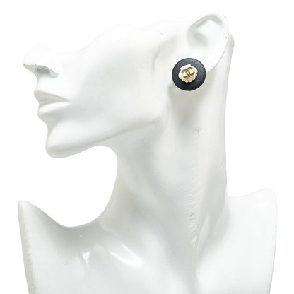Top Quality Chanel Coco Mark Earrings Black White Gold Plastic