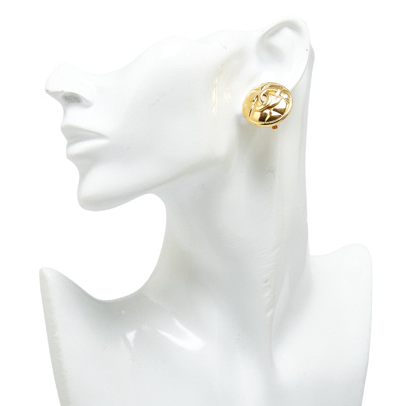 Top Quality Chanel Coco Mark Matelasse Round Clip-On Earrings Gold Plated