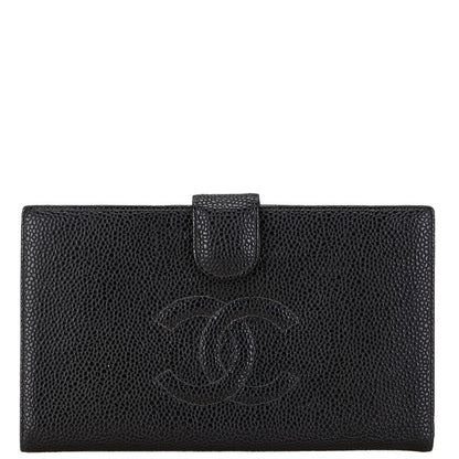 Top Quality Chanel Caviar Skin Coco Mark Long Wallet