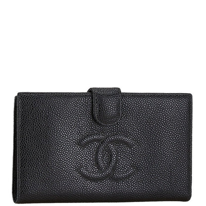 Top Quality Chanel Caviar Skin Coco Mark Long Wallet