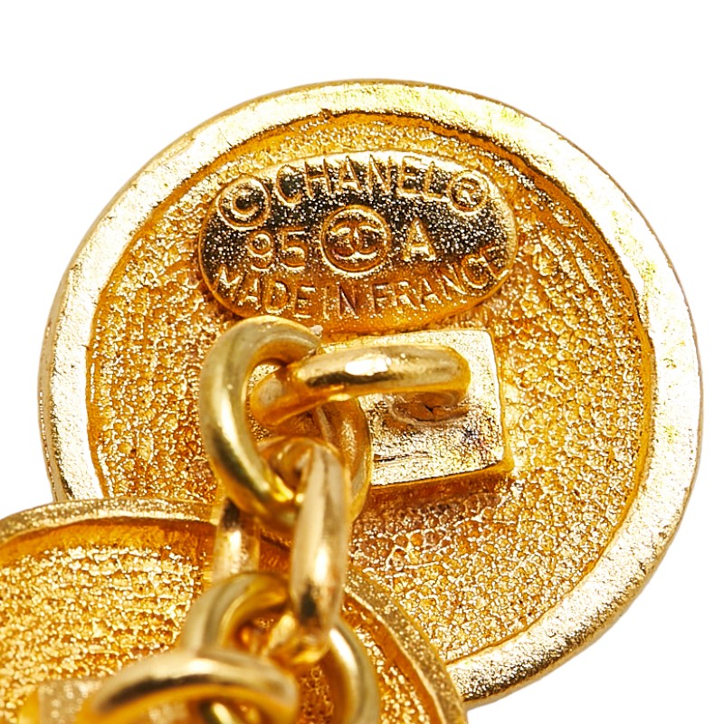 Top Quality Chanel Vintage Coco Mark Round Double Cufflinks Gold Plated