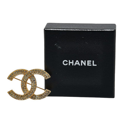 Top Quality Chanel Coco Mark Brooch Gold Plated Rhinestone