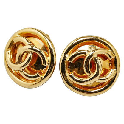 Top Quality Chanel Vintage Coco Mark Earrings Gold Plated