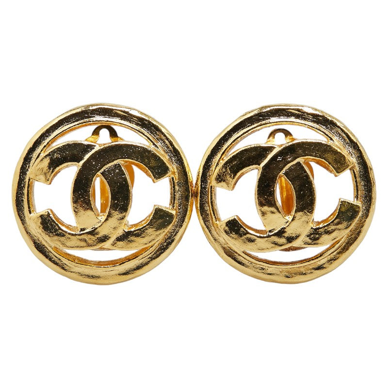 Top Quality Chanel Vintage Coco Mark Round Clip-On Earrings Gold