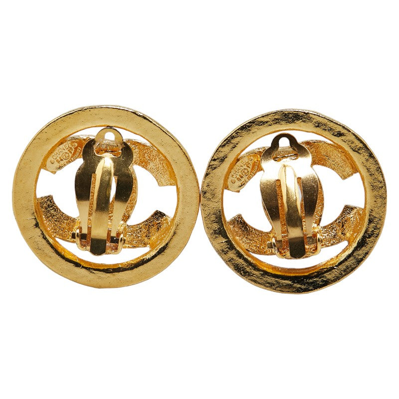 Top Quality Chanel Vintage Coco Mark Round Clip-On Earrings Gold