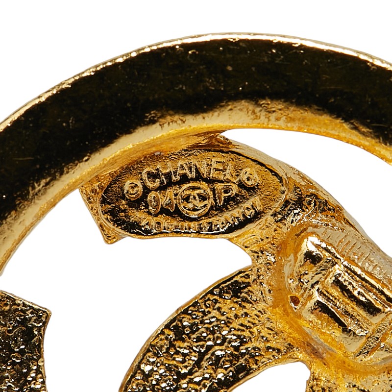 Top Quality Chanel Vintage Coco Mark Round Clip-On Earrings Gold