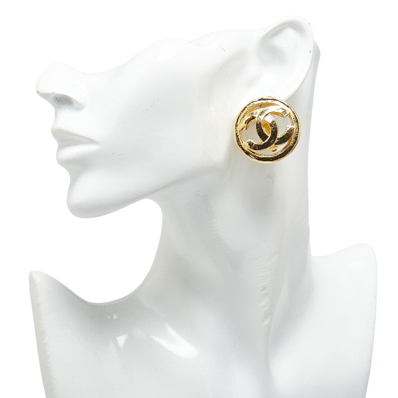Top Quality Chanel Vintage Coco Mark Round Clip-On Earrings Gold