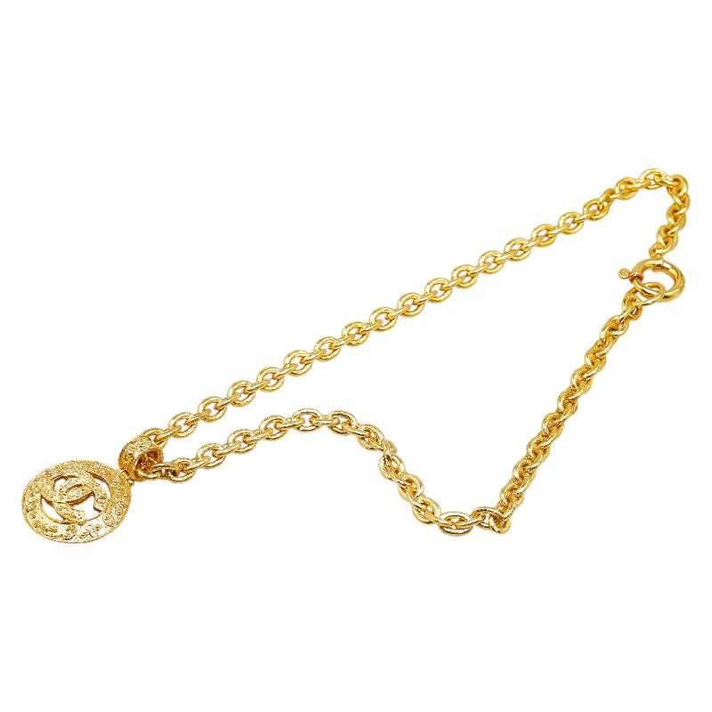 Top Quality Chanel Vintage Coco Mark Round Necklace Gold Plated