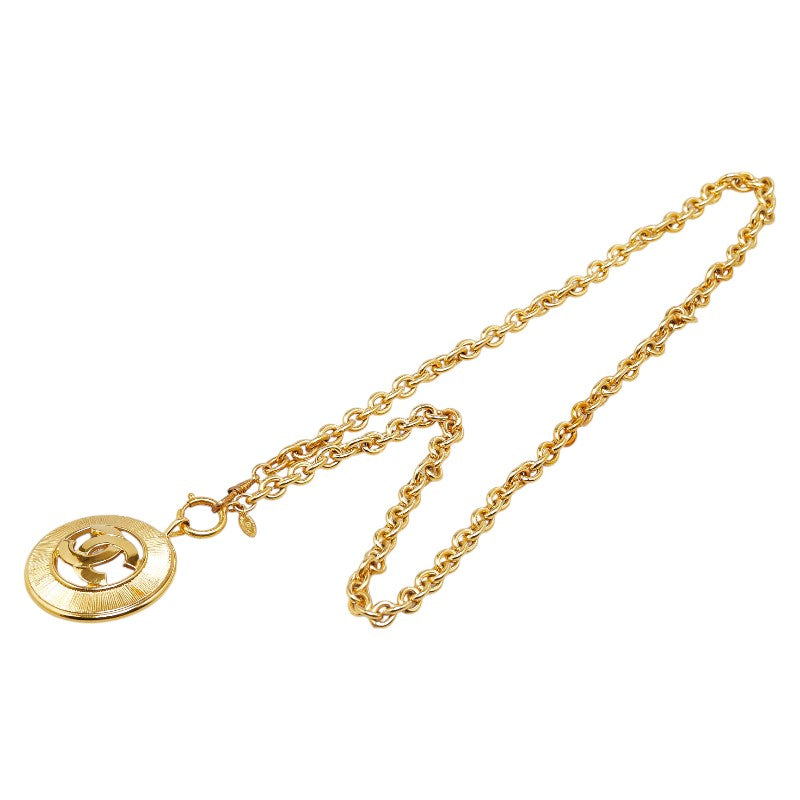 Top Quality Chanel Coco Mark Round Necklace Gold Plated