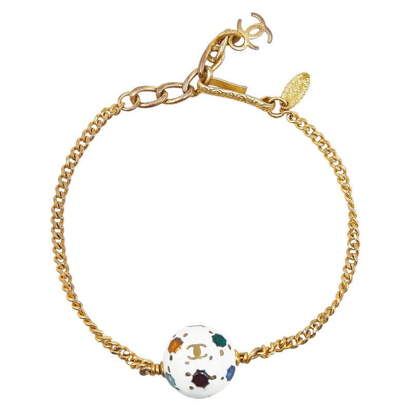 Top Quality Chanel Coco Mark Soccer Ball Motif Bracelet Gold White